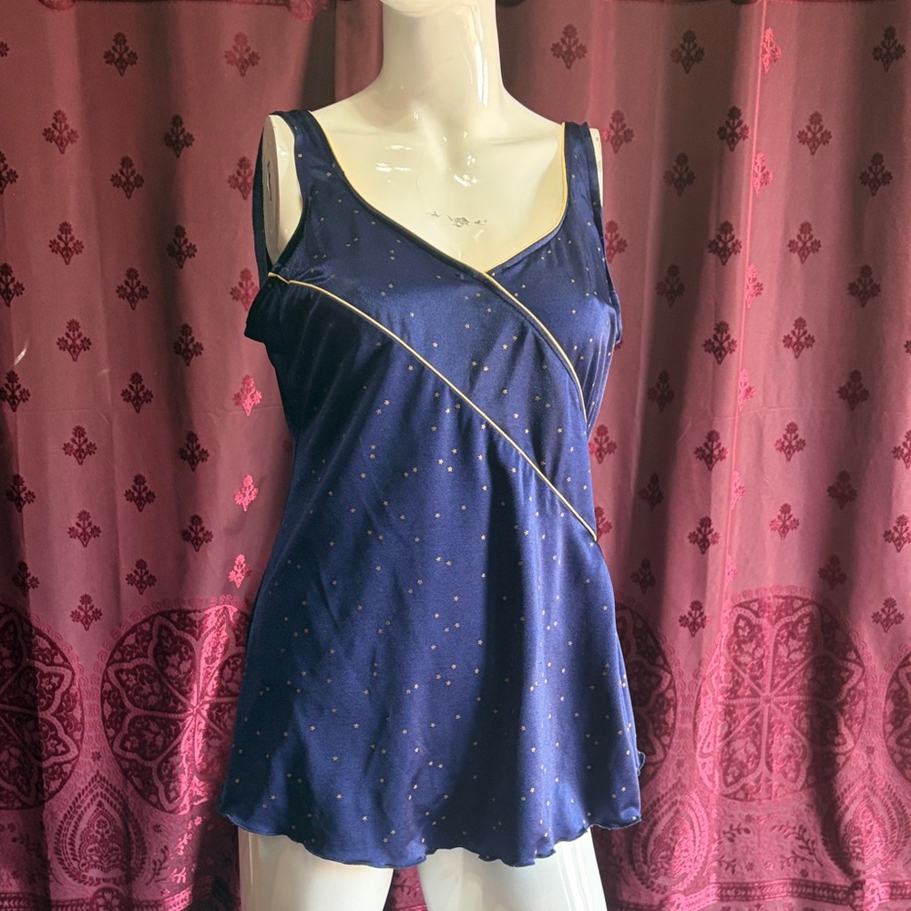 Navy & Gold Vintage Celestial Star Print One Piece Swimsuit